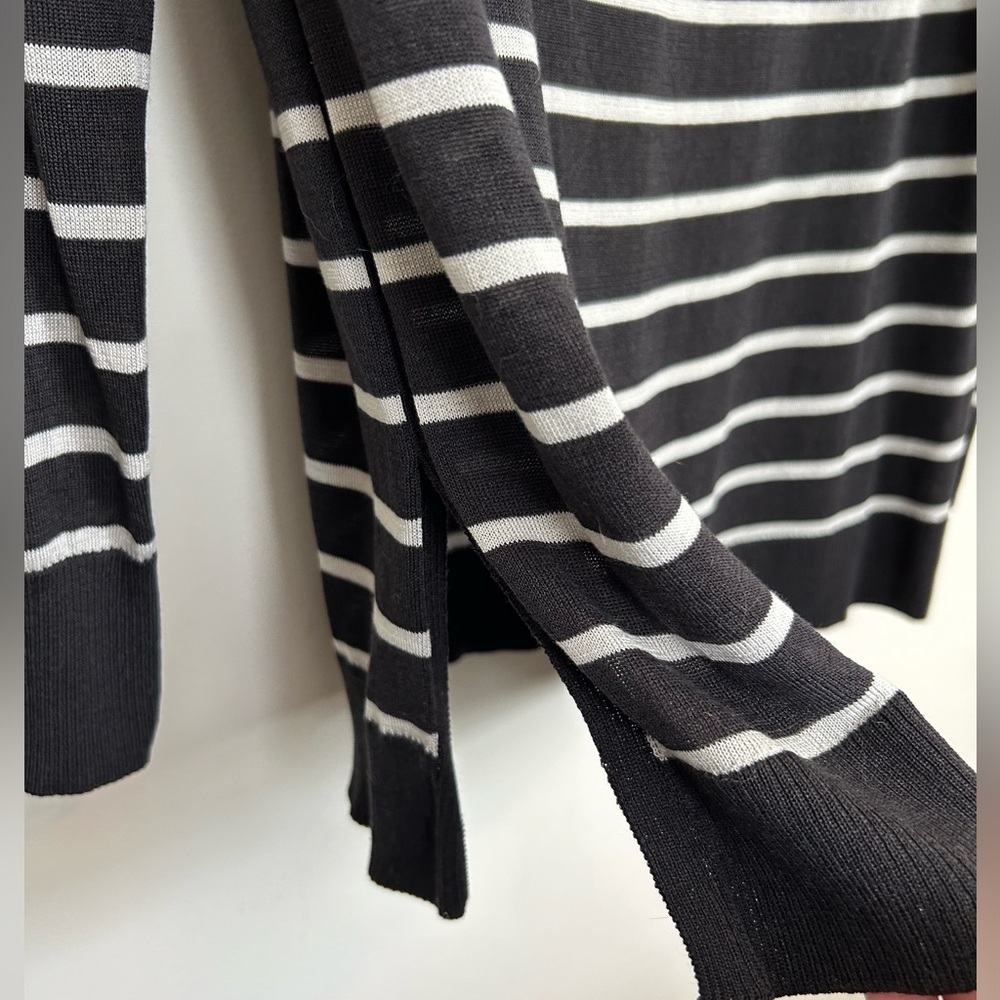 LAFAYETTE 148 New York Stripe Raglan Sweater - Black & “Ash” color - size L - Picture 7 of 15